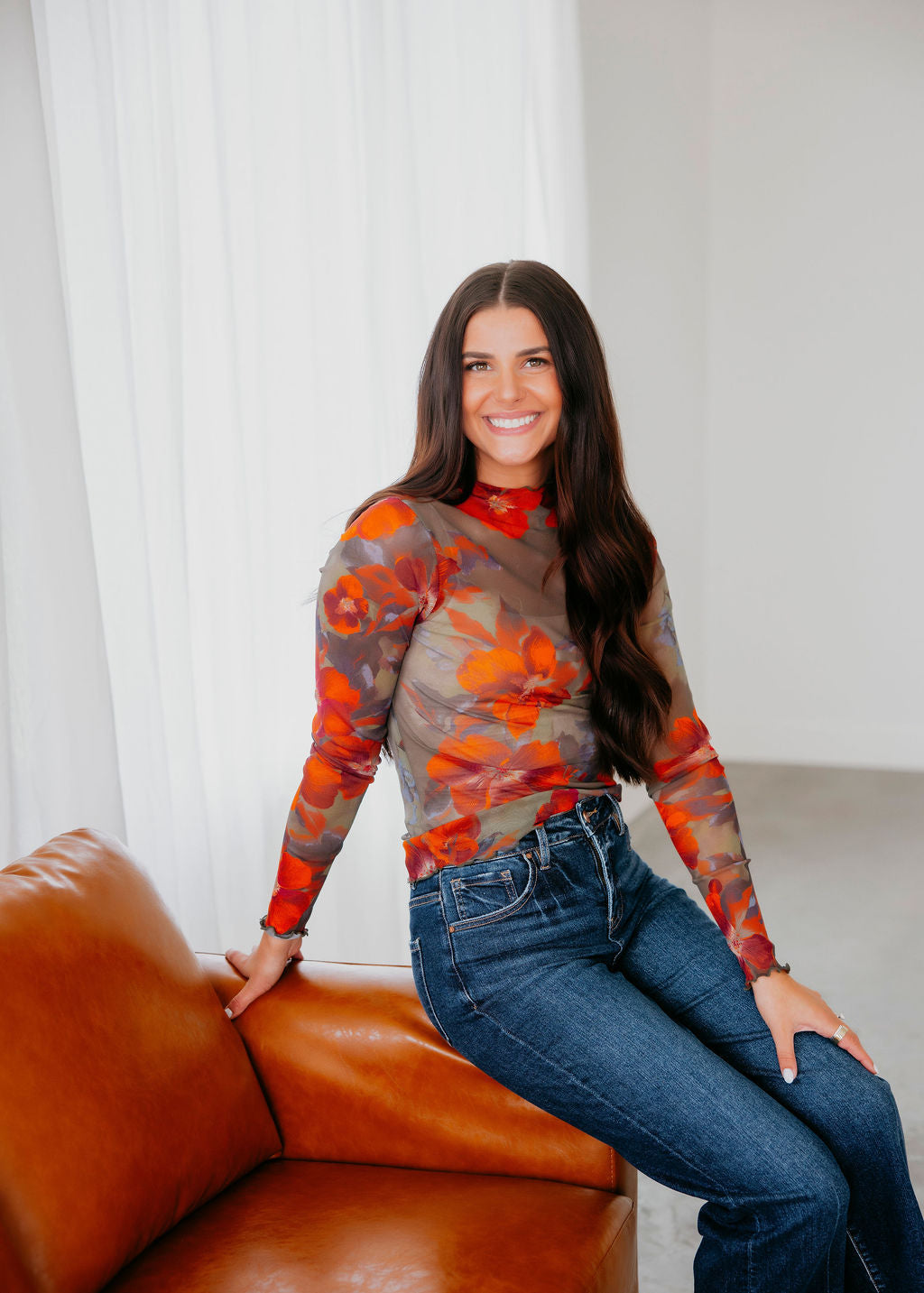 Sana Floral Mesh Long Sleeve