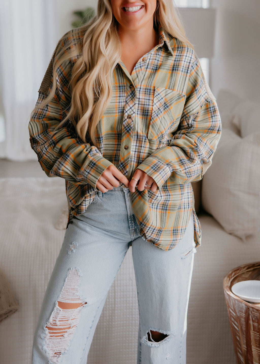Rhegan Plaid Button Down Top