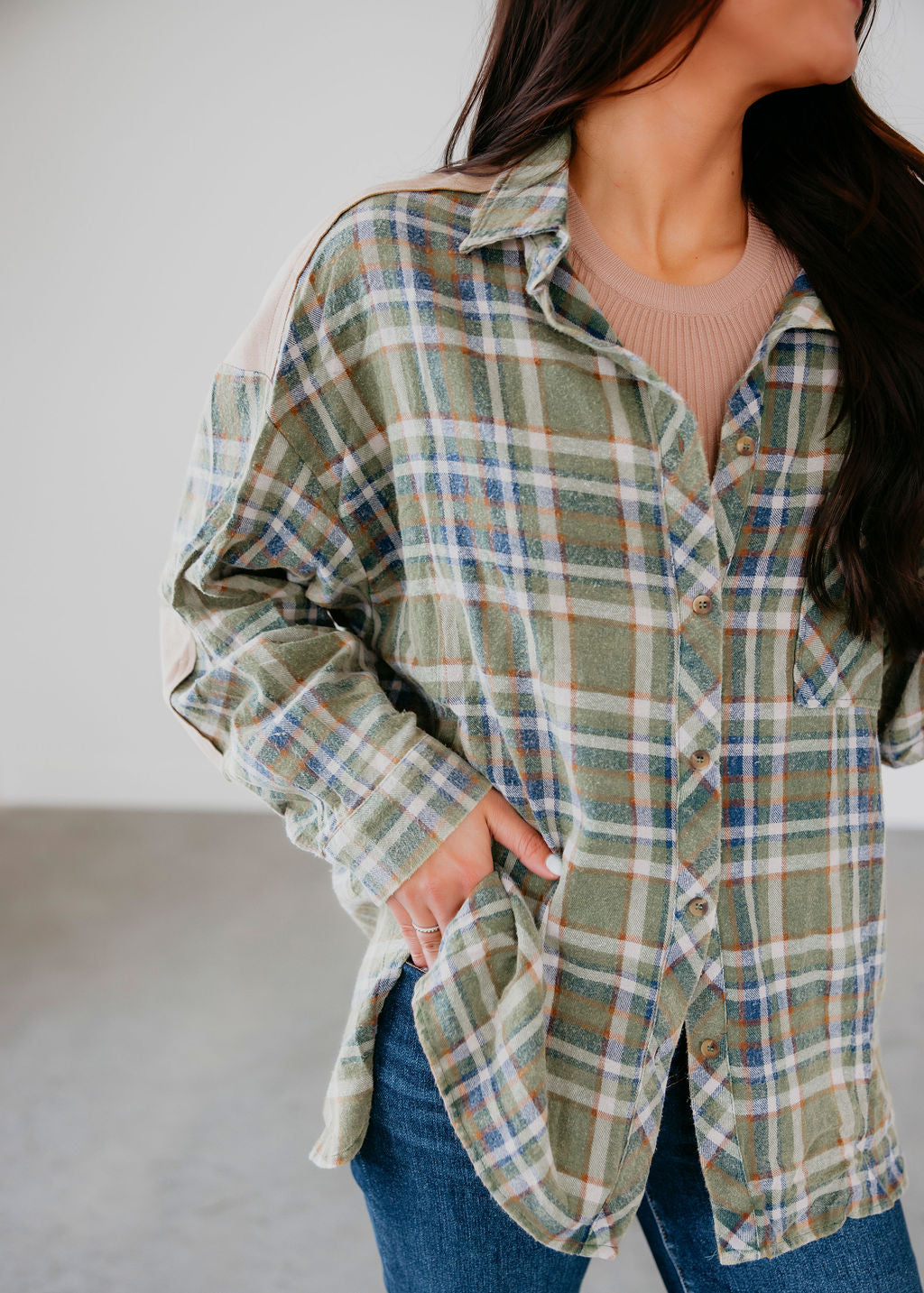 Santos Plaid Button Down Top