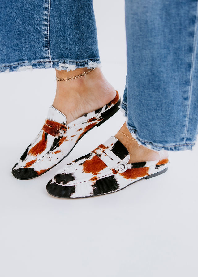 Steve Madden Rafe Cow Print Loafer Mule