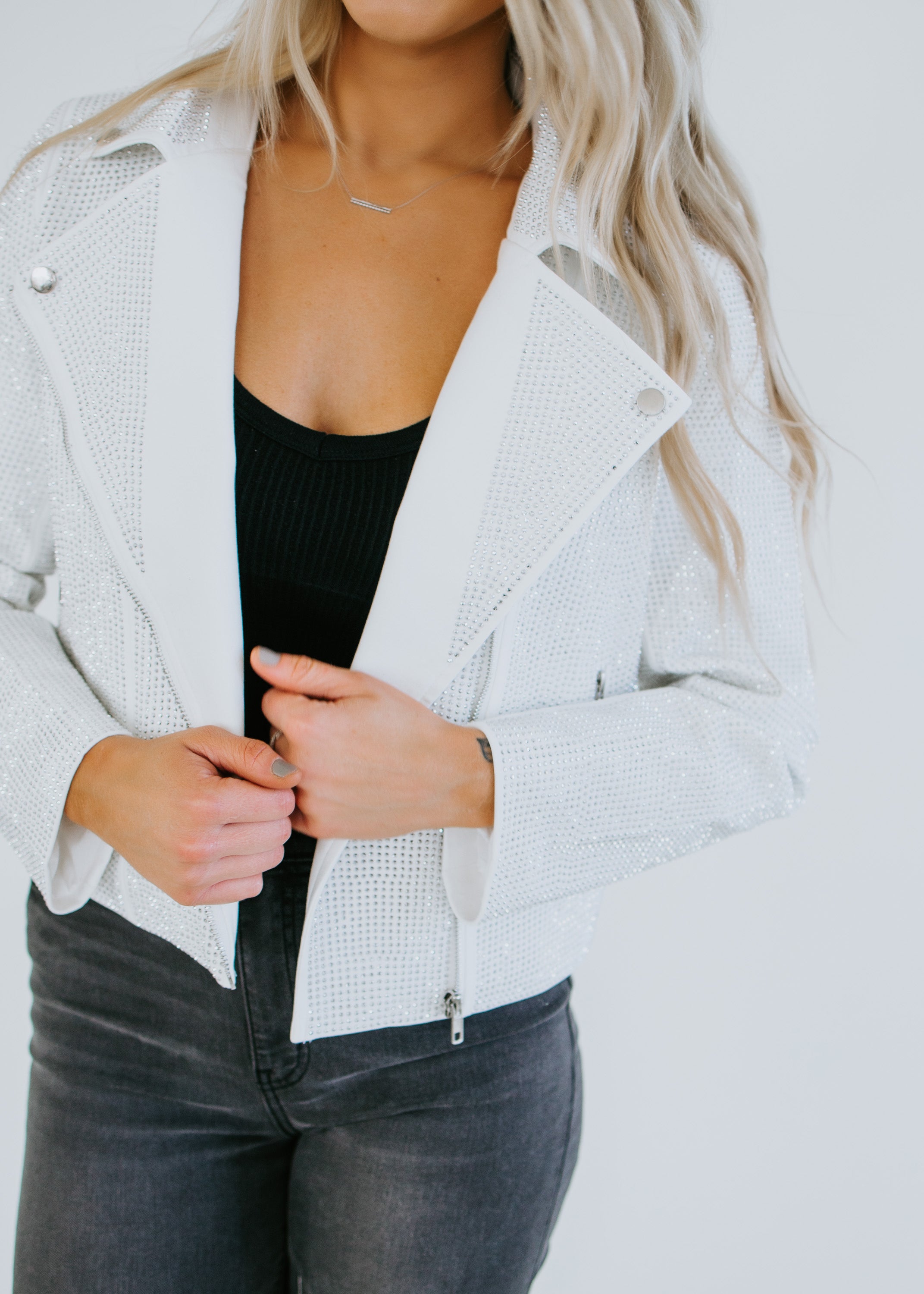 image of Bethanee Studded Moto Jacket