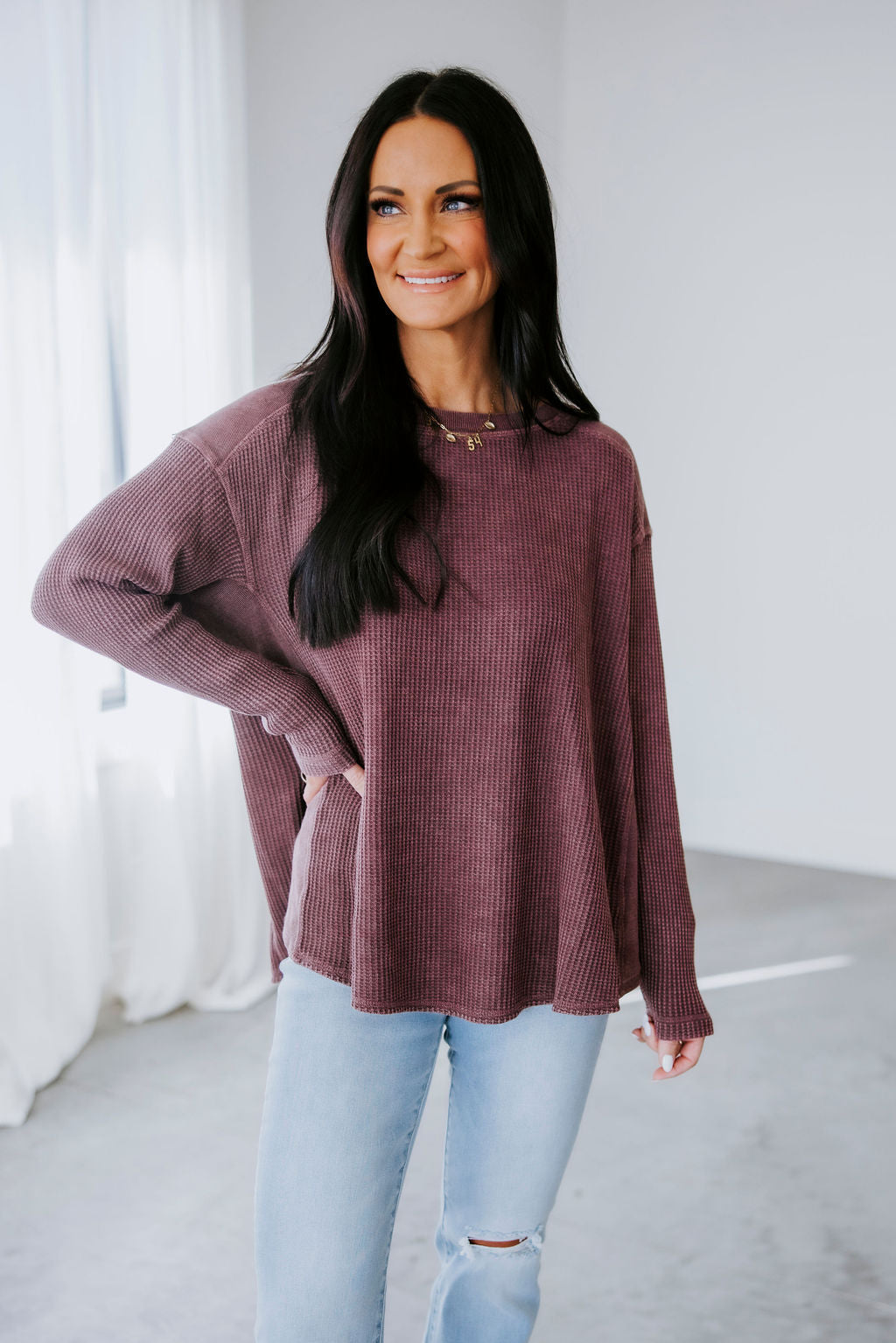 image of Riggs Oversized Waffle Knit Top