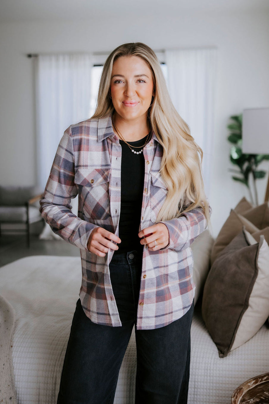 image of Cassian Plaid Button Down Top