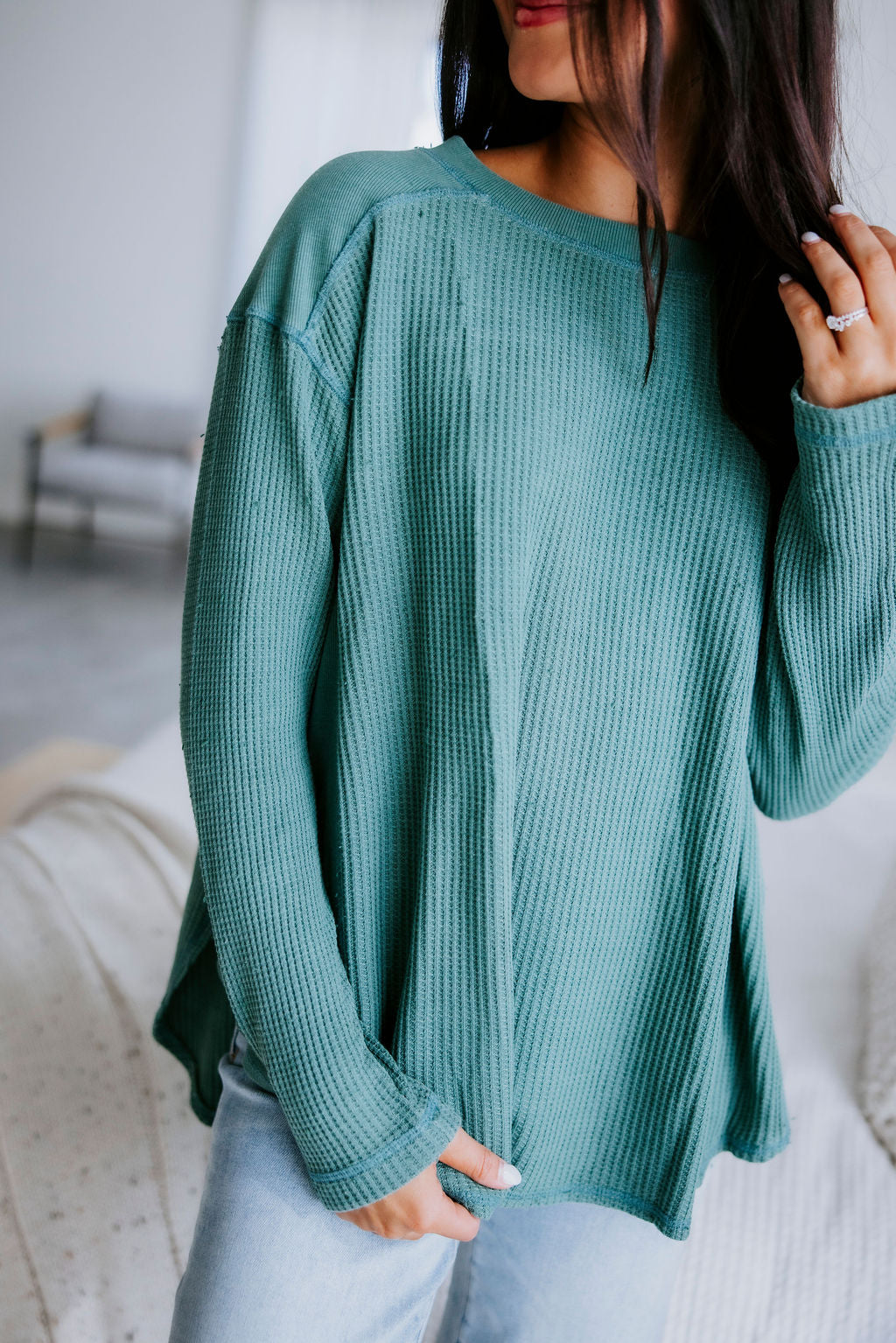 image of Riggs Oversized Waffle Knit Top