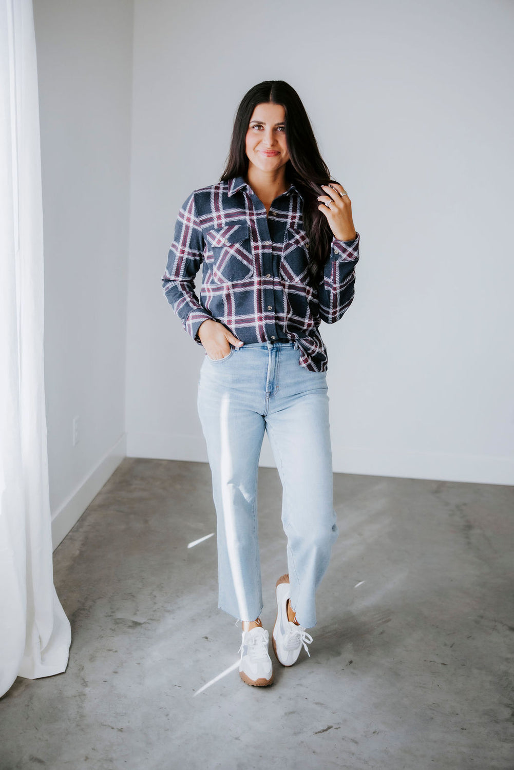 Cassian Plaid Button Down Top