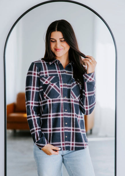 Cassian Plaid Button Down Top product view