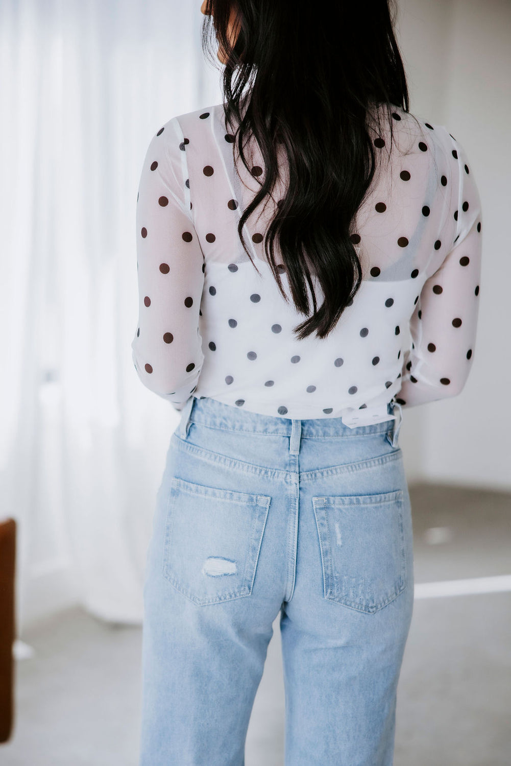 Lucille Polka Dot Mesh Top
