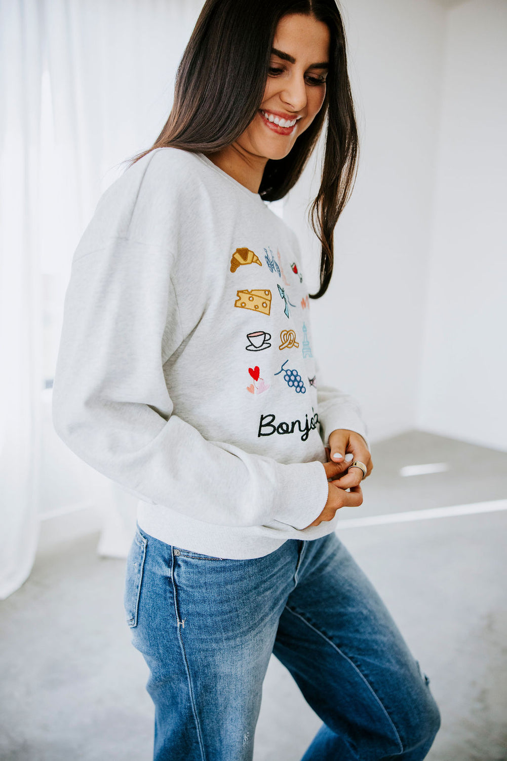 Bonjour Paris Embroidered Sweatshirt