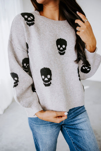 Skull Print Oversized Sweater
