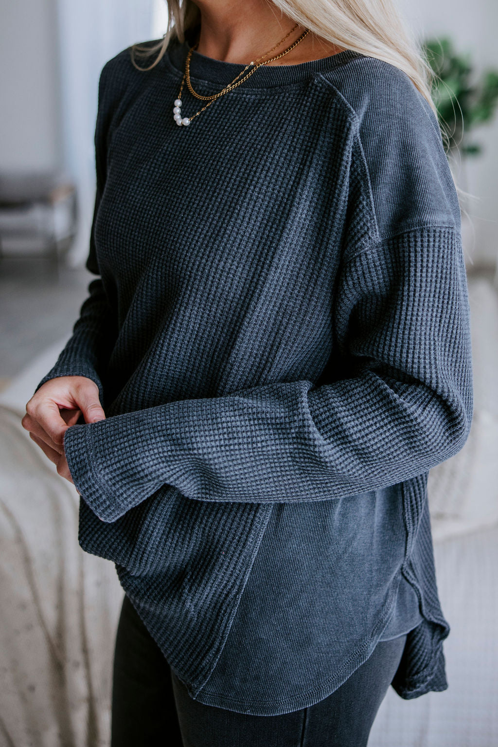 image of Riggs Oversized Waffle Knit Top