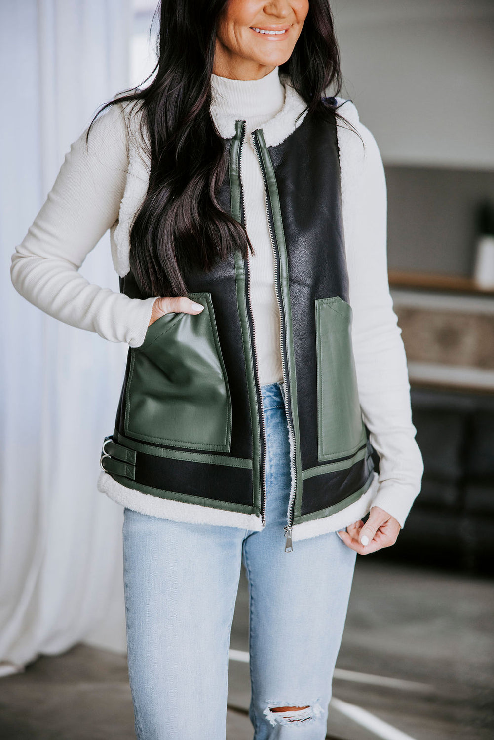 Charles Faux Leather Vest