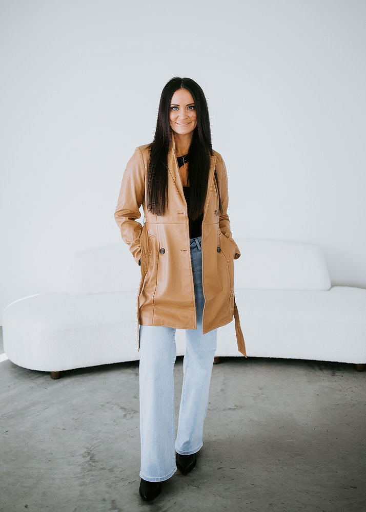 image of Penelope Faux Leather Trench Coat