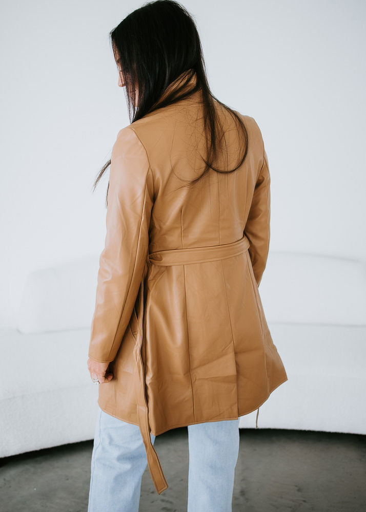 Penelope Faux Leather Trench Coat