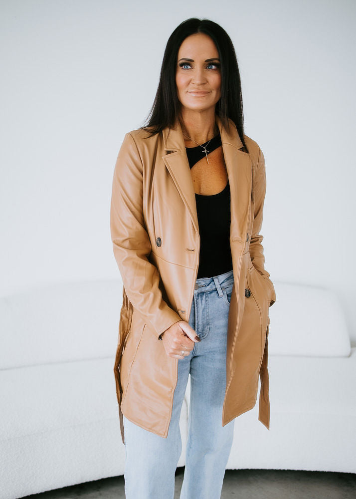 Penelope Faux Leather Trench Coat