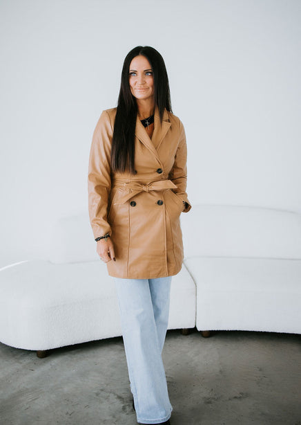 Penelope Faux Leather Trench Coat