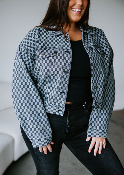 Laken Checkered Denim Jacket