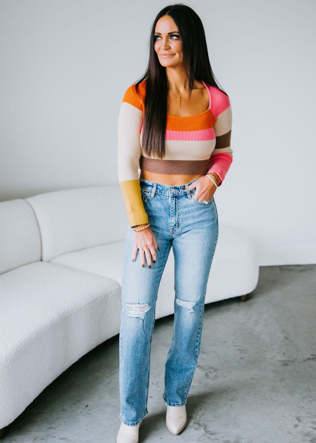 Kenlie Colorblock Striped Top