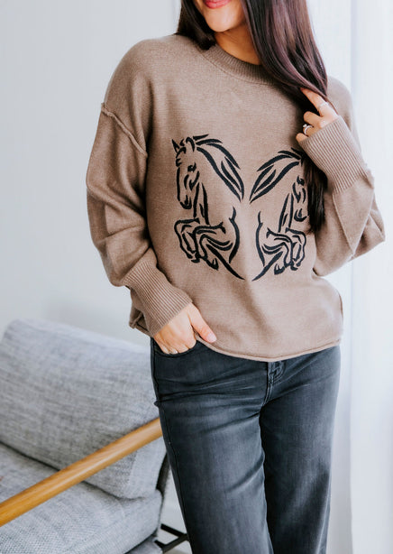 Horse Motif Sweater product view