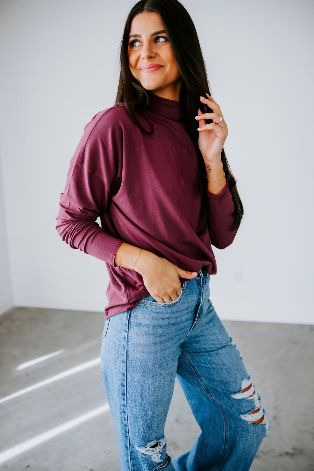 image of Davey Slouchy Turtleneck Top