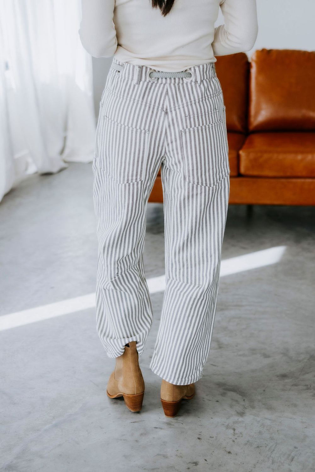Ronnie Striped Twill Barrel Pants