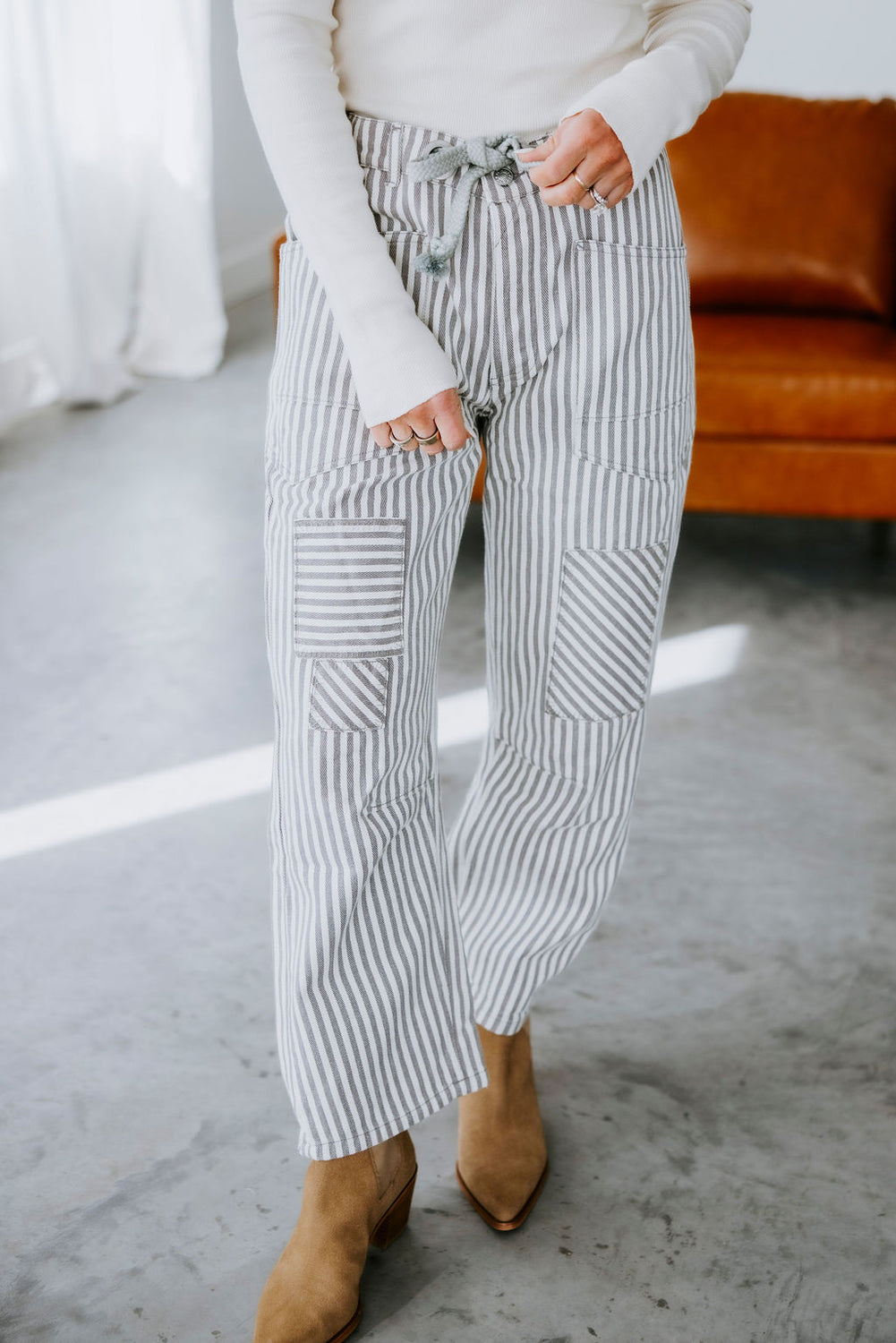Ronnie Striped Twill Barrel Pants