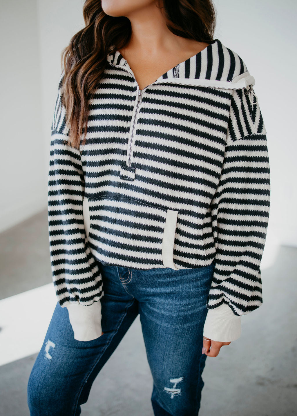 image of Sonya Striped Oversized Knit Pullover