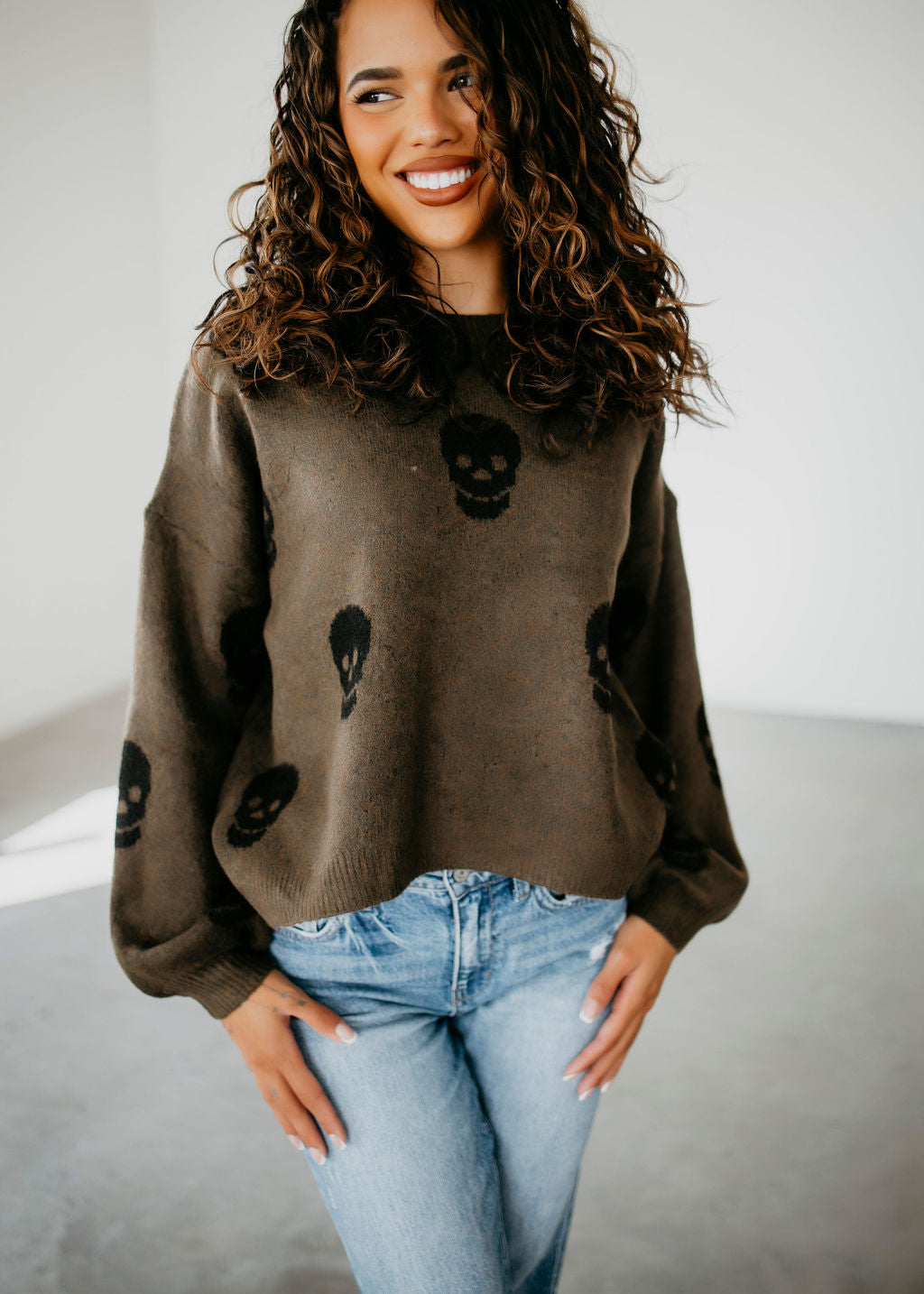 Skull Print Oversized Sweater