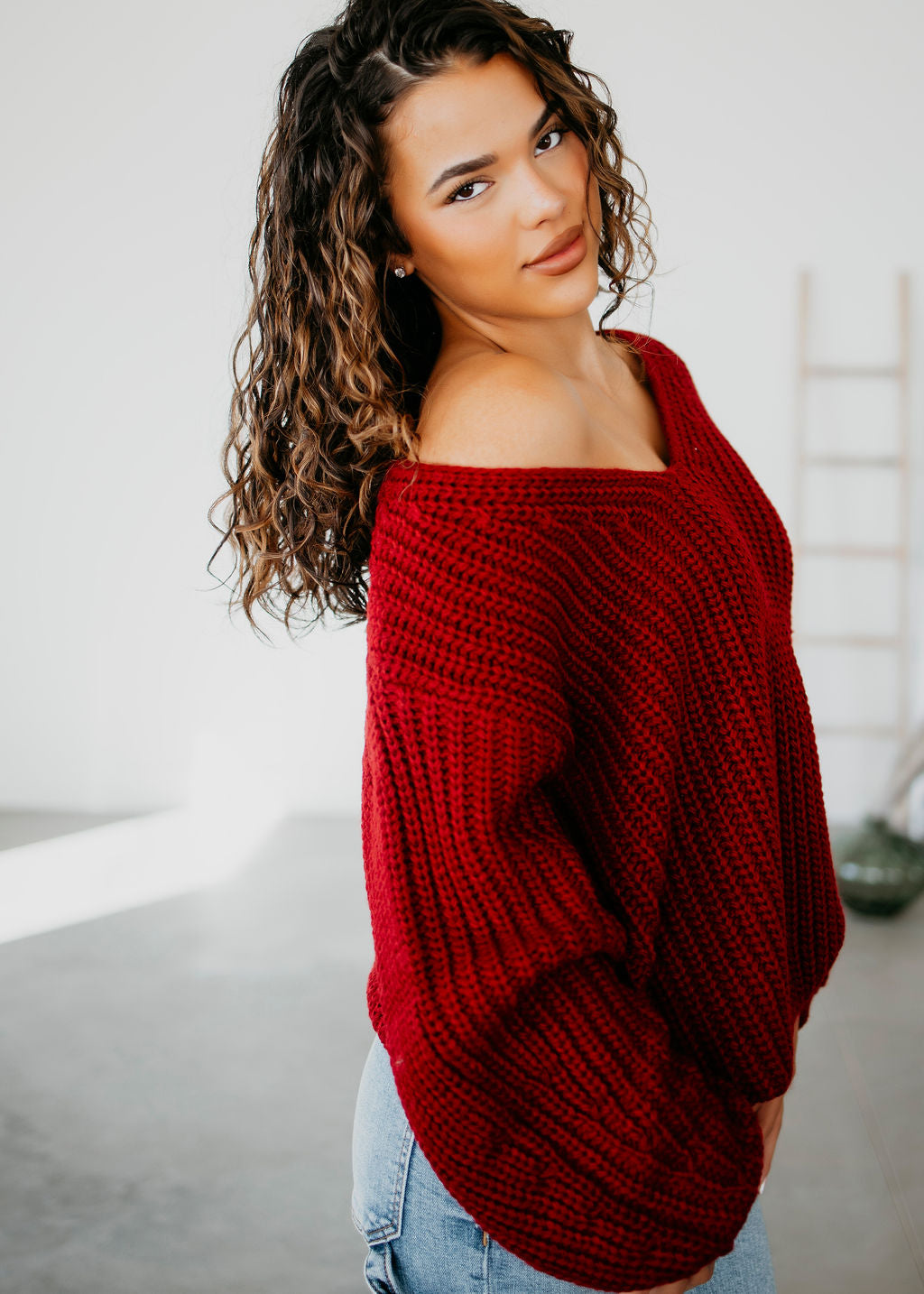 Nora Off Shoulder Sweater by Lily & Lottie