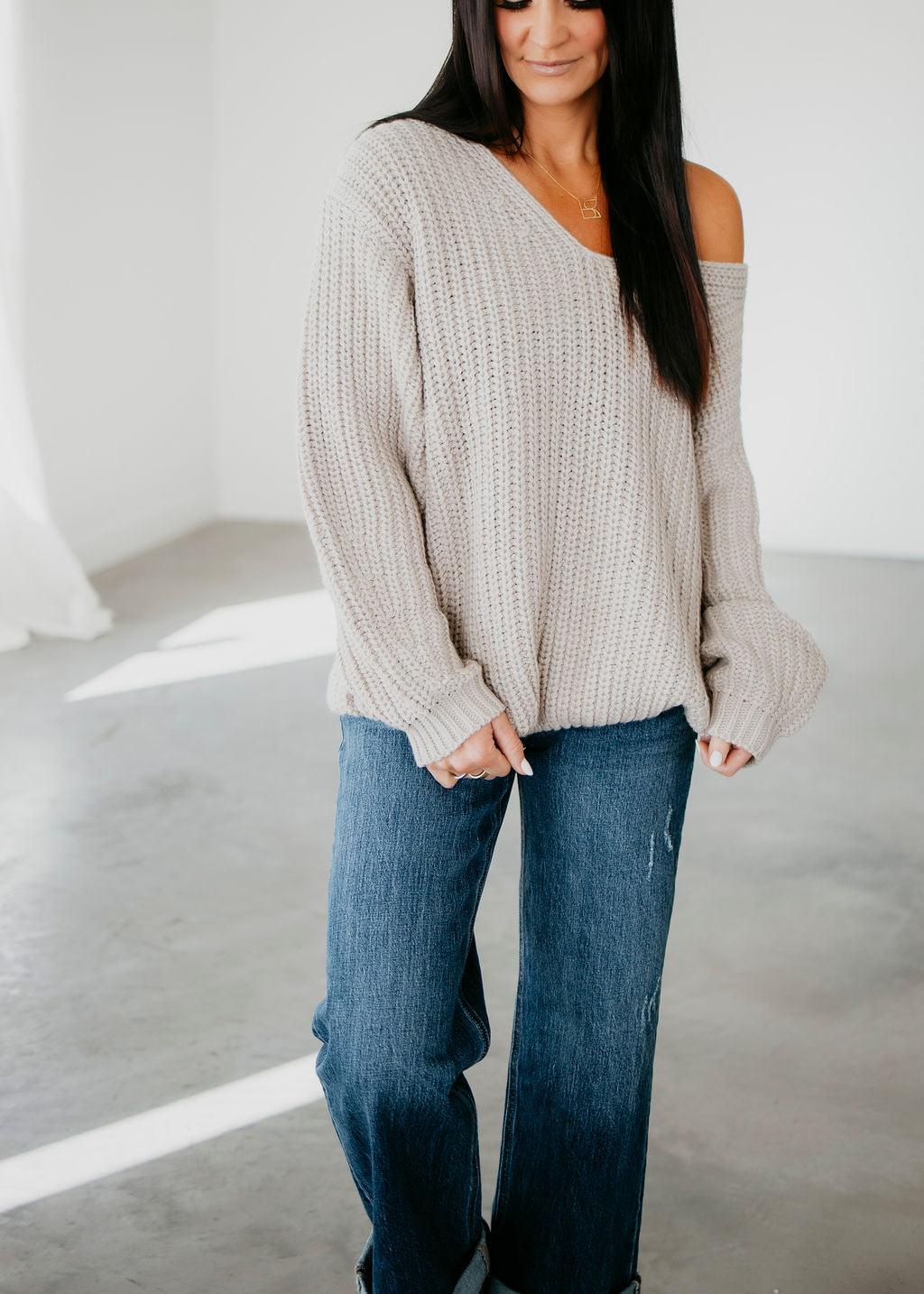 Nora Off Shoulder Sweater by Lily & Lottie