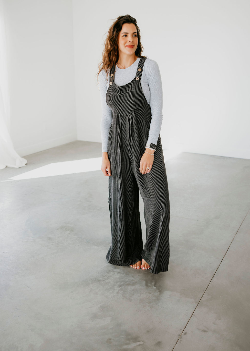 Hallie Ribbed Wide Leg Overalls