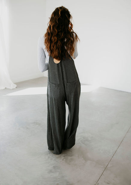 Hallie Ribbed Wide Leg Overalls