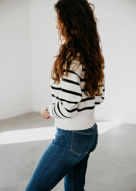 Holland Quarter Zip Striped Sweater