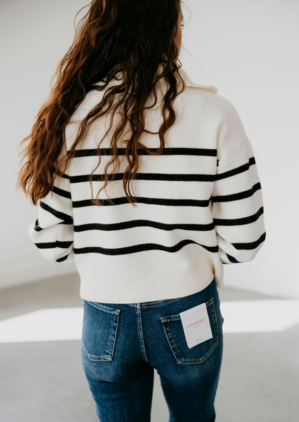 Holland Quarter Zip Striped Sweater