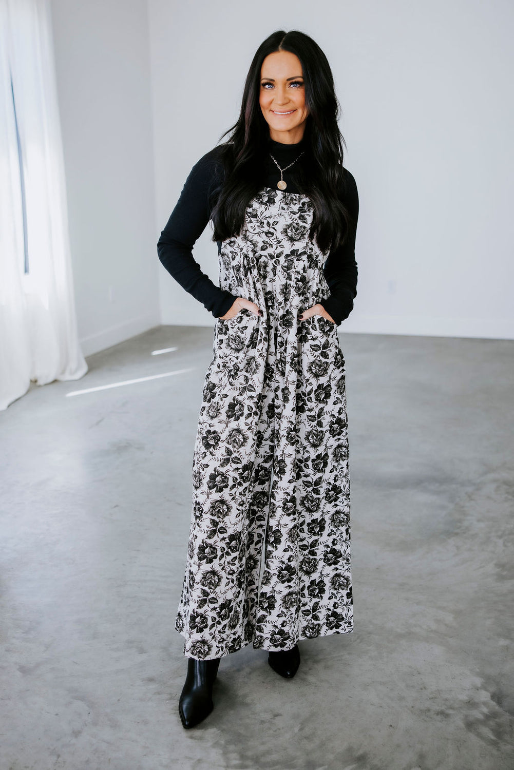 Eve Floral Print Denim Overalls