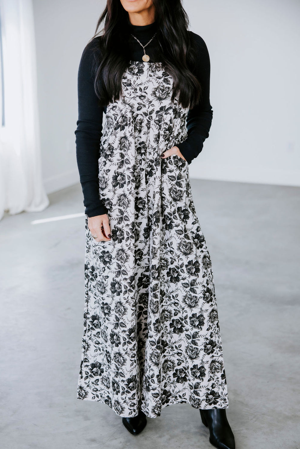 Eve Floral Print Denim Overalls