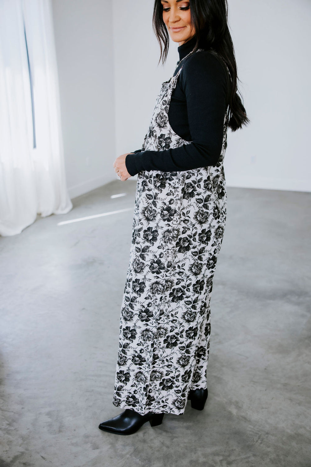 Eve Floral Print Denim Overalls