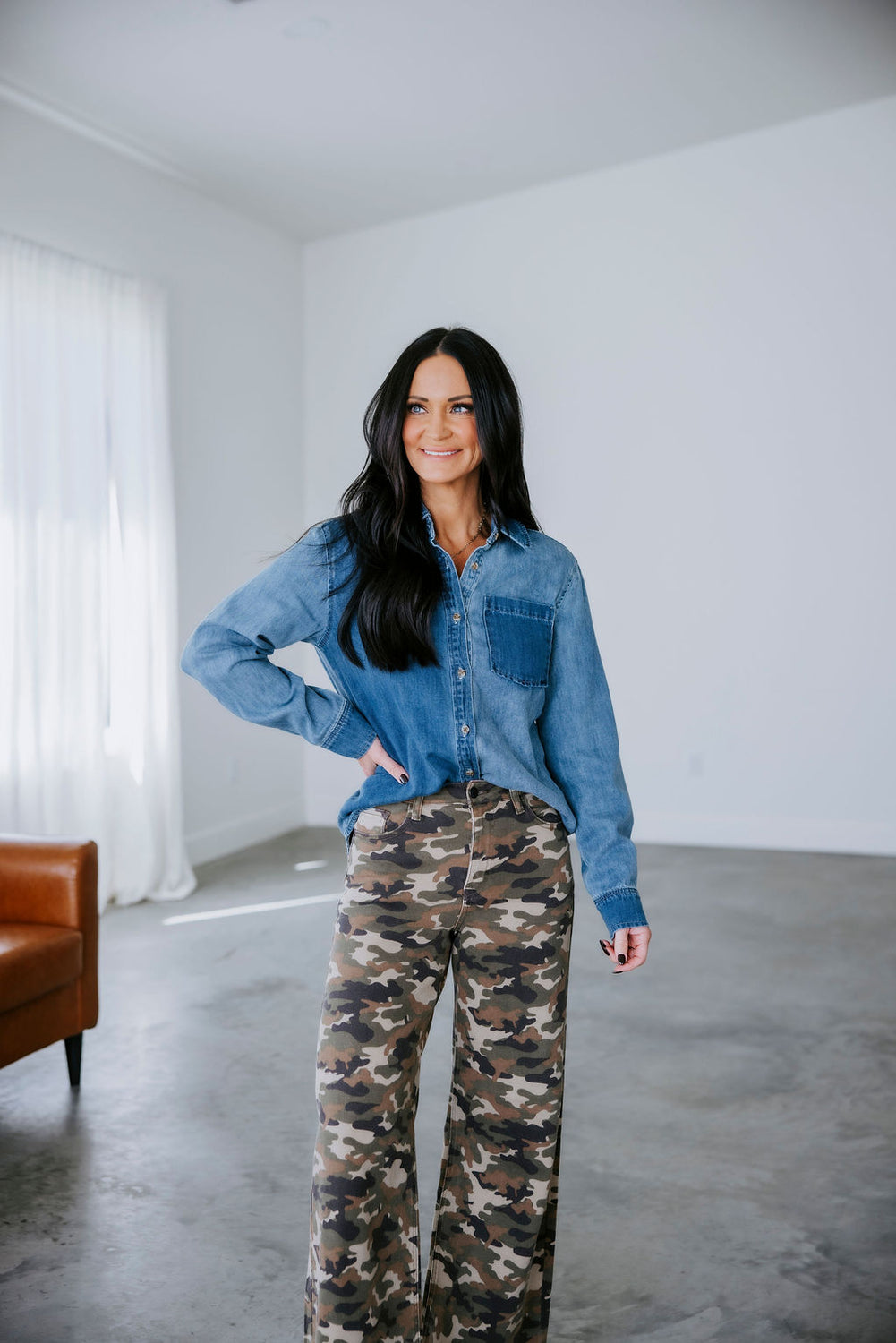 Nicole Two Tone Denim Shirt