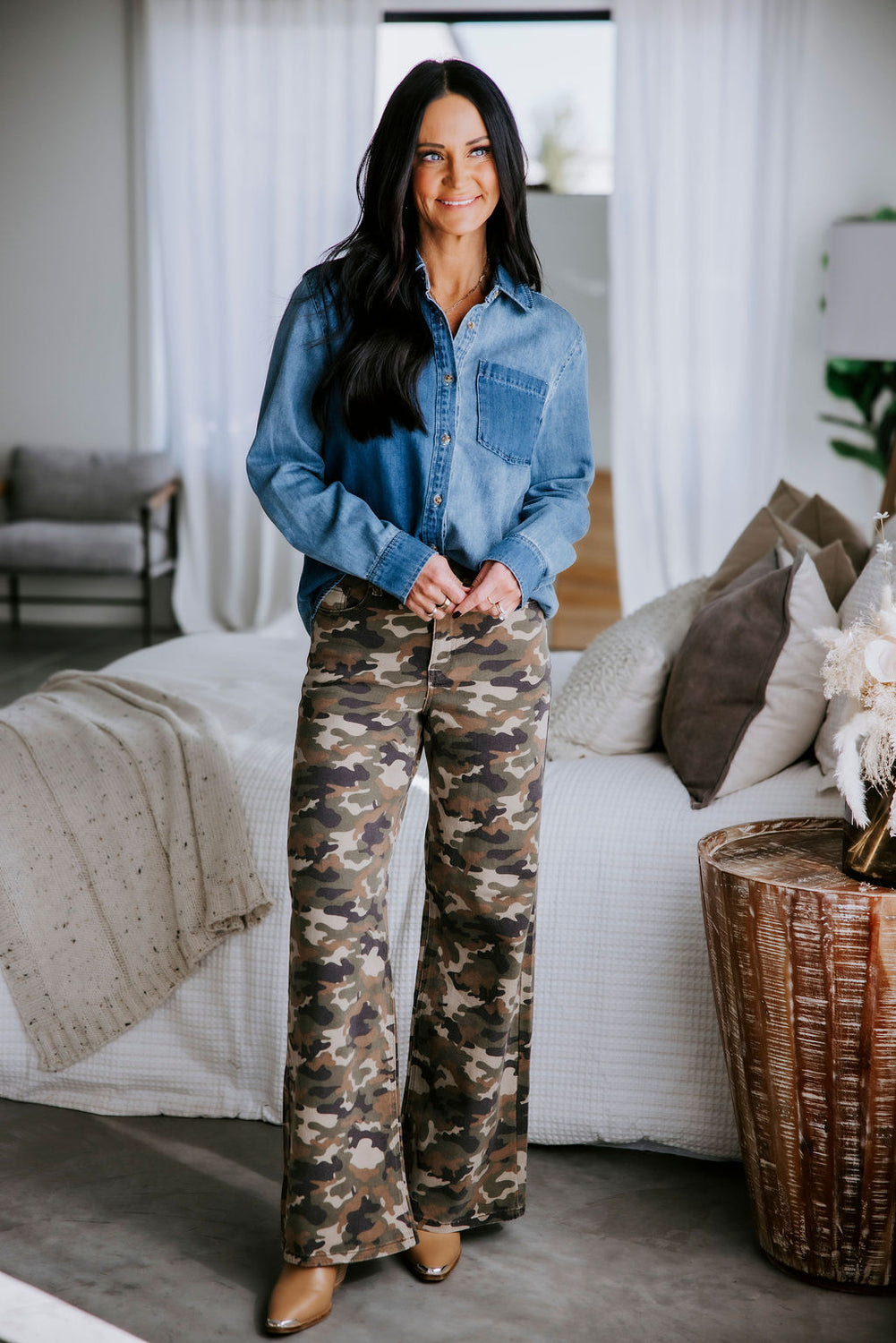 Nicole Two Tone Denim Shirt