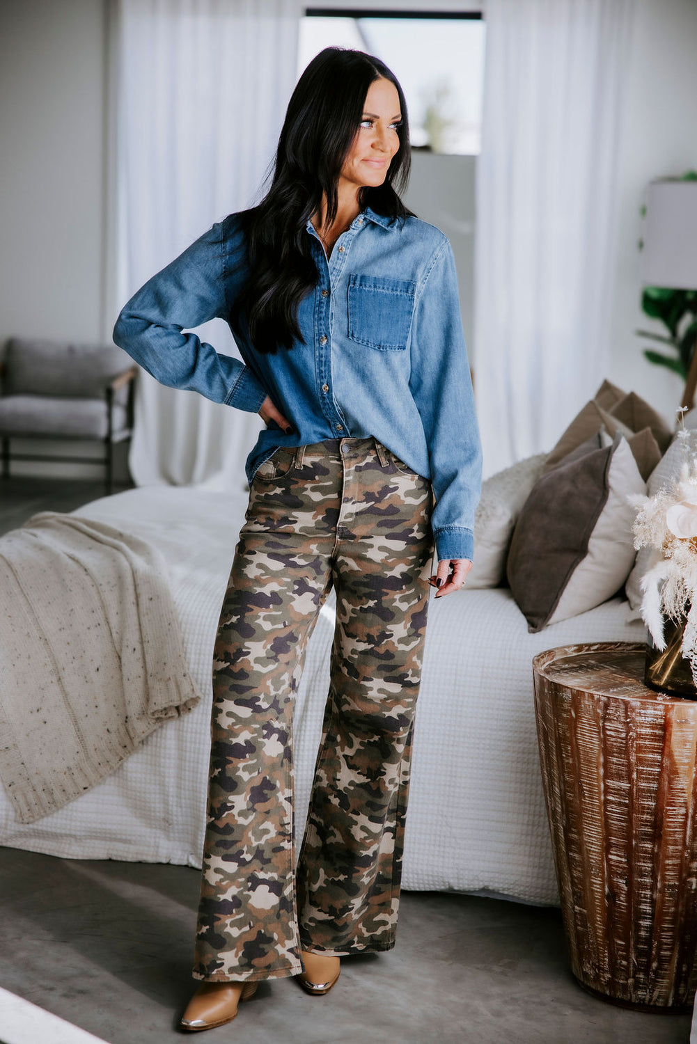 Nicole Two Tone Denim Shirt