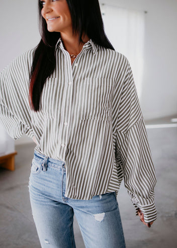 Dara Striped Button Up Top