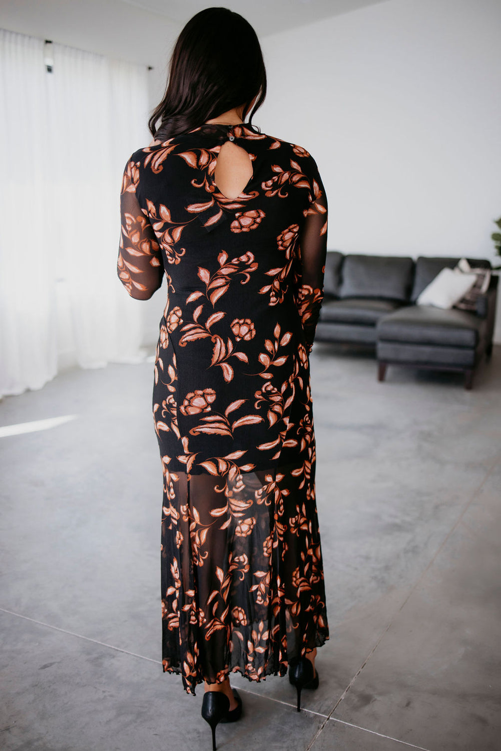 Dina Floral Mesh Maxi Dress