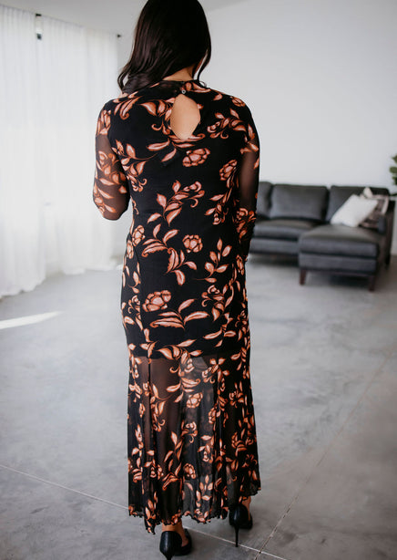 Dina Floral Mesh Maxi Dress