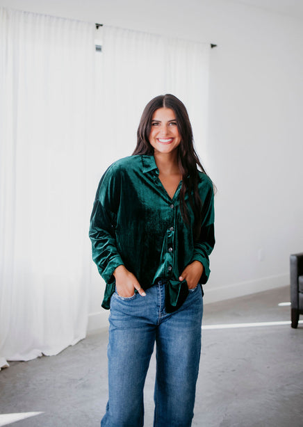 Desiree Velvet Button Down Top