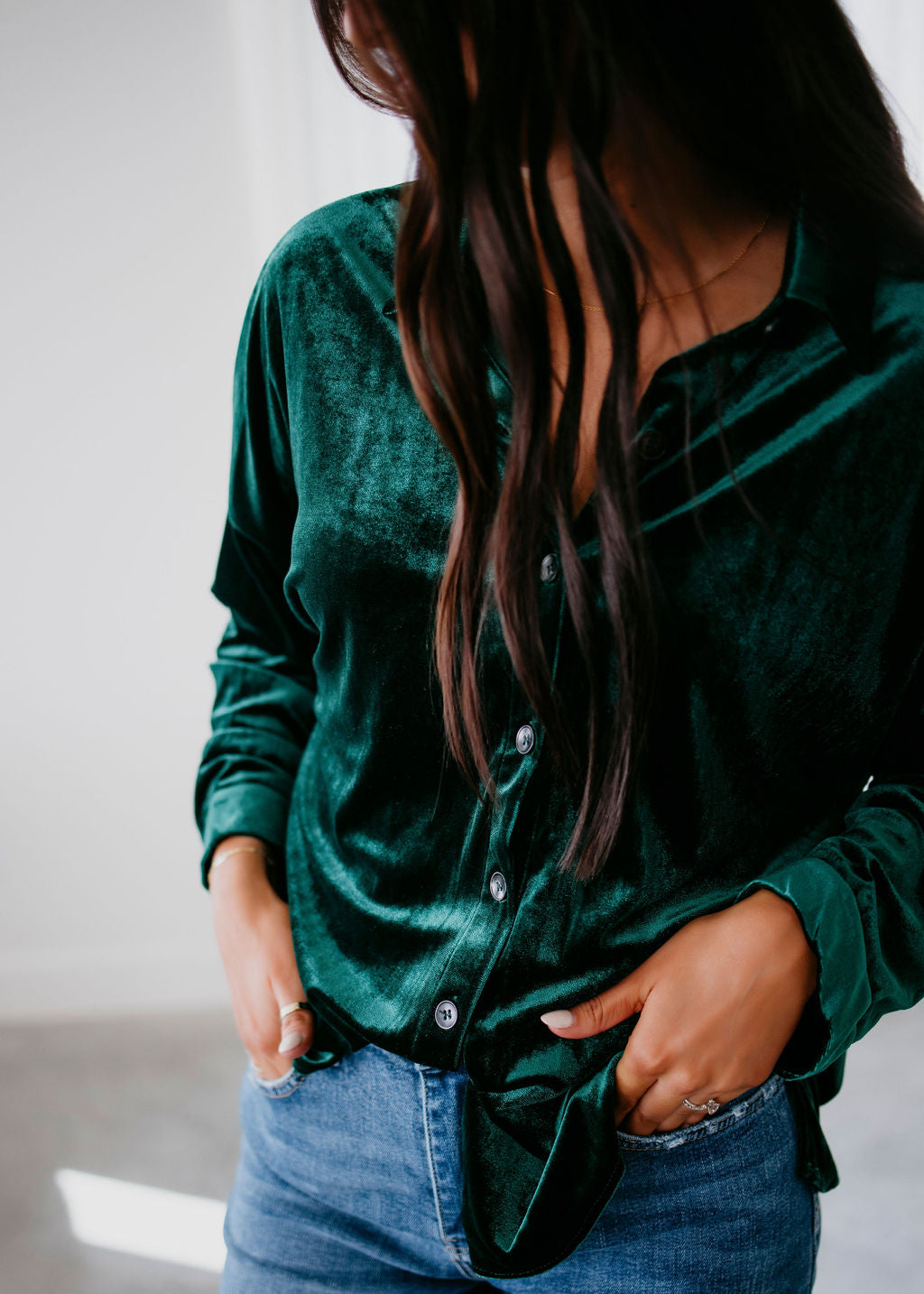 Desiree Velvet Button Down Top