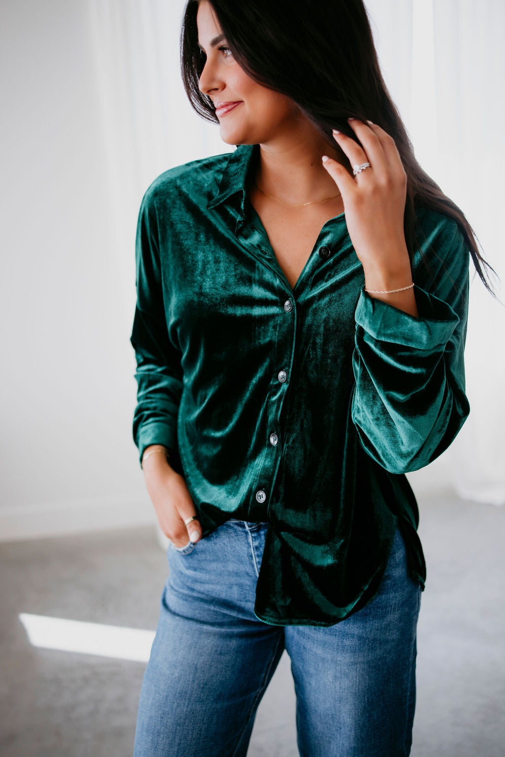 image of Desiree Velvet Button Down Top