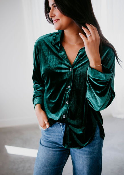 Desiree Velvet Button Down Top