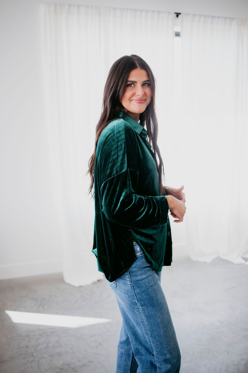 Desiree Velvet Button Down Top