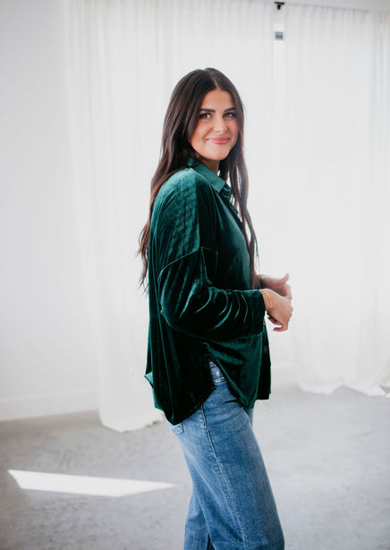 Desiree Velvet Button Down Top