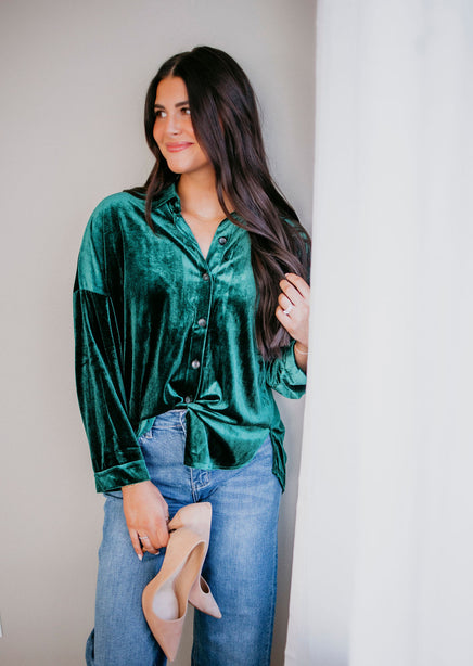 Desiree Velvet Button Down Top