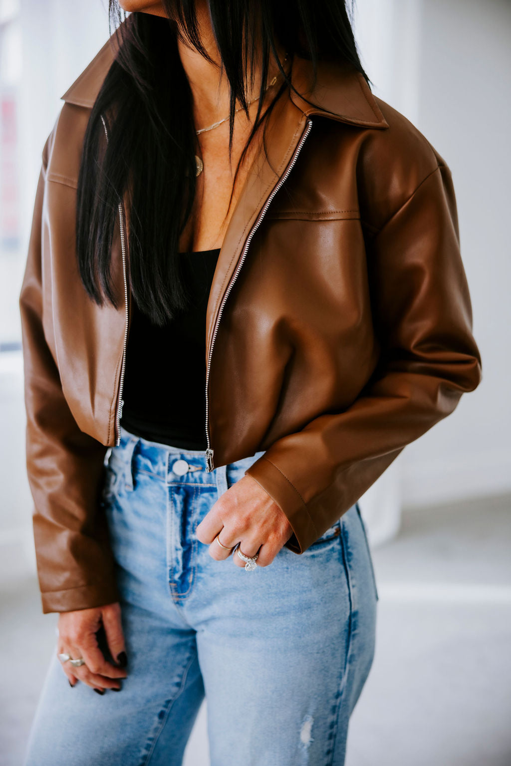 image of Brekan Faux Leather Jacket